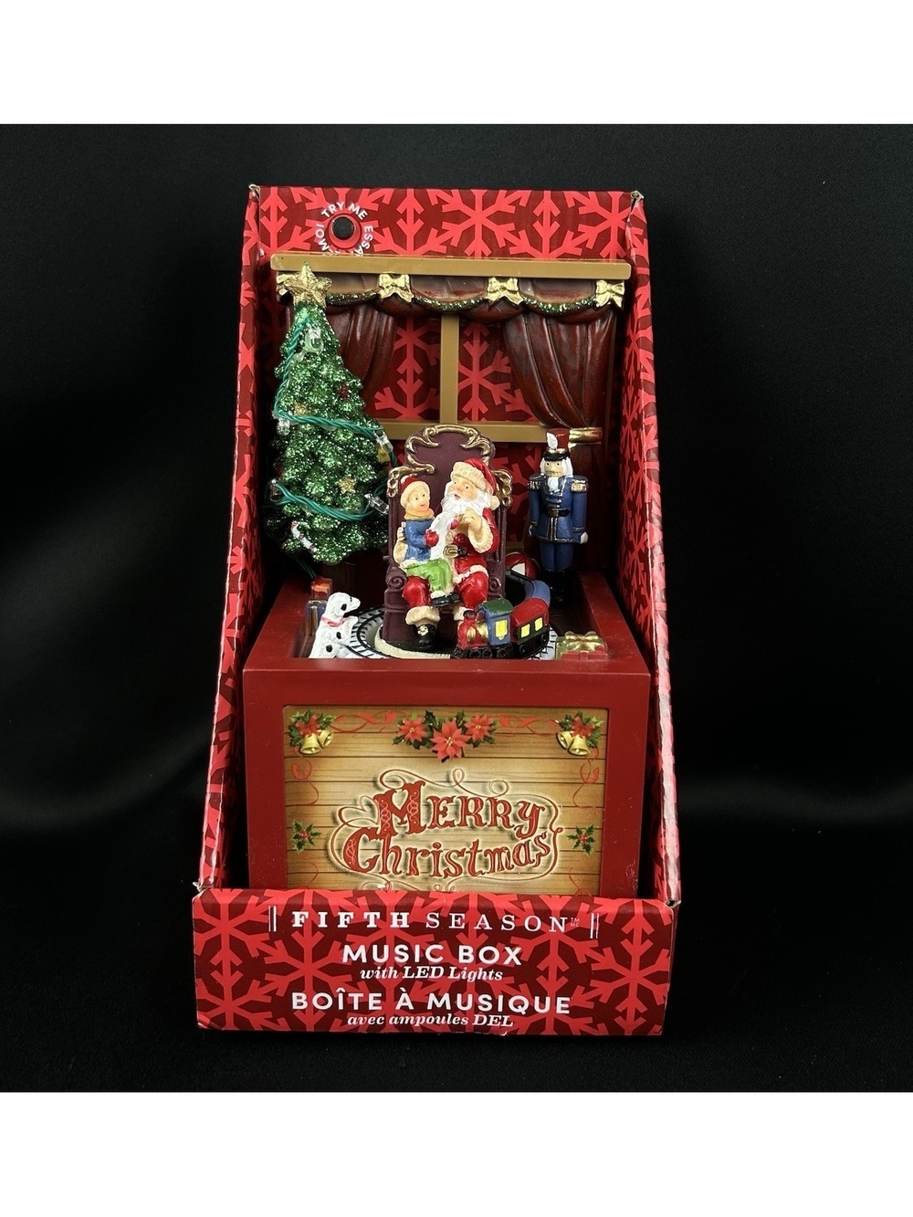 Fifth Season Christmas LED Music Box with Santa Moving Train & Light-up Tree